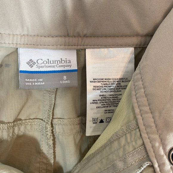 Columbia hiking trail pants with Omni shade size 8 long - Picture 8 of 11